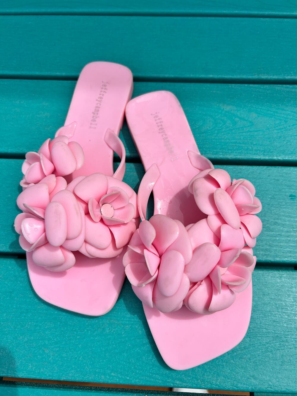 Jeffrey Campbell Floralee Pink Floral 3D Jelly Sandals Size 7